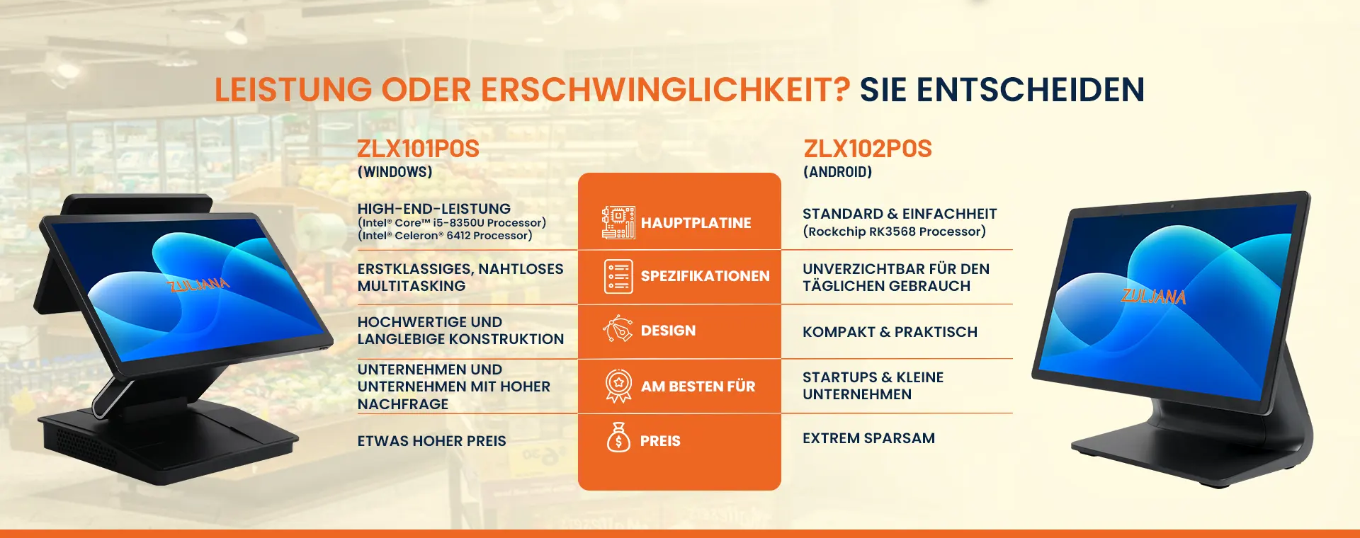 Touchscreen Kassensystem – NFC, MSR, lüfterloses Terminal 1 Germany POS Banner