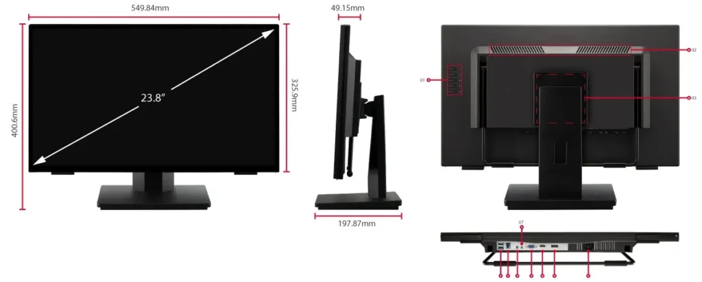 24 inch Touchscreen Monitor Plastic Frame 29 angle image 03